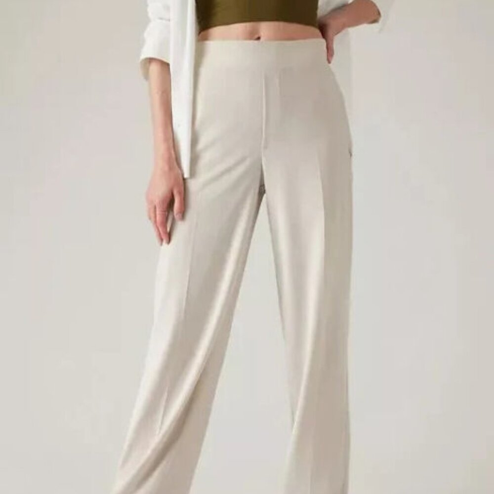 Athleta Wide Leg Pants in Light Beige/Cream